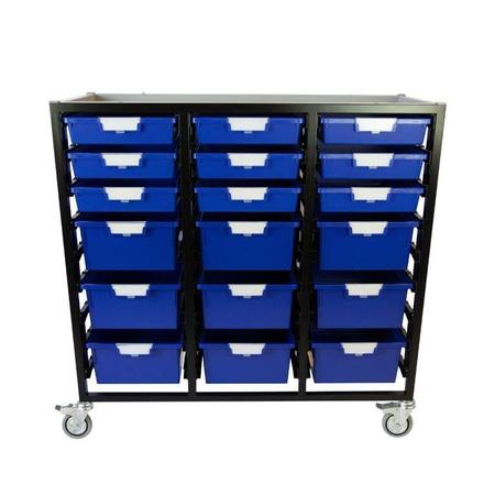 STORSYSTEM Commercial Grade Mobile Bin Storage Cart with 18 Blue High Impact Polystyrene Bins/Trays CE2103DG-9S9DPB